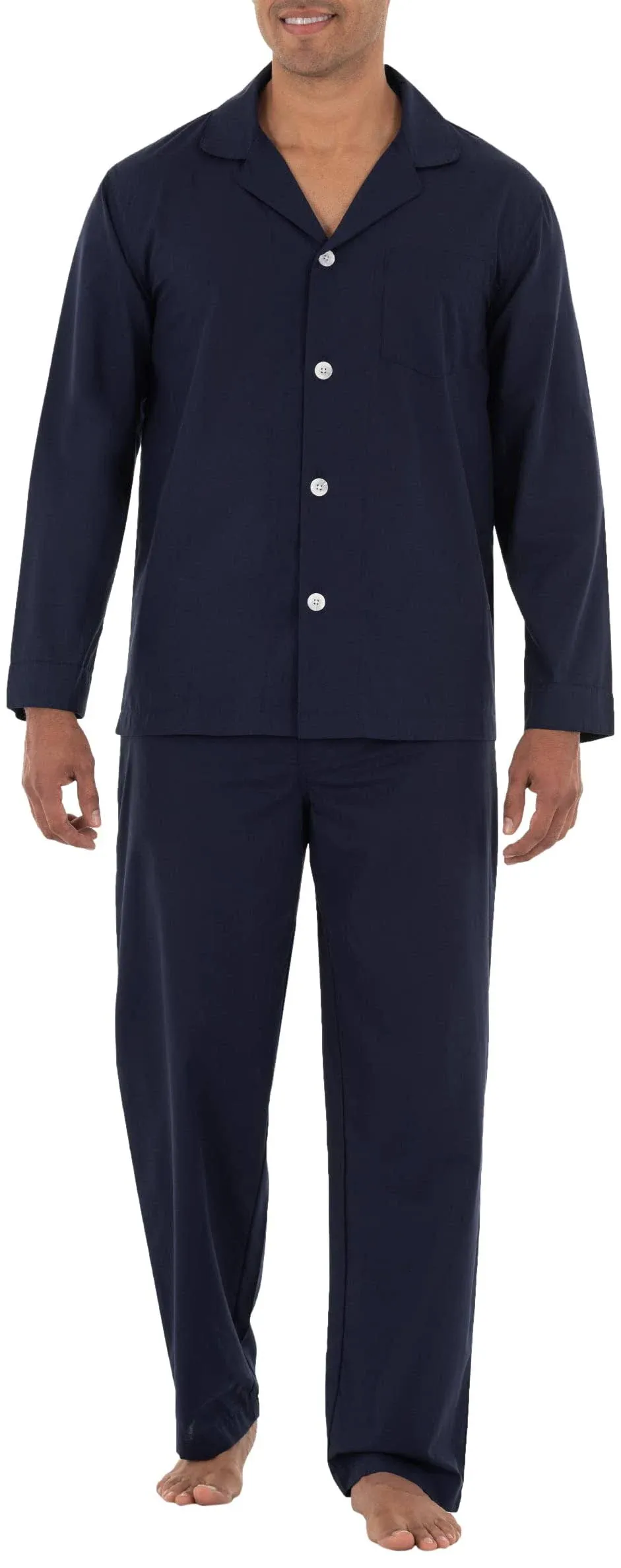 Fruit of The Loom Mens Long Sleeve Broadcloth Pajama Set