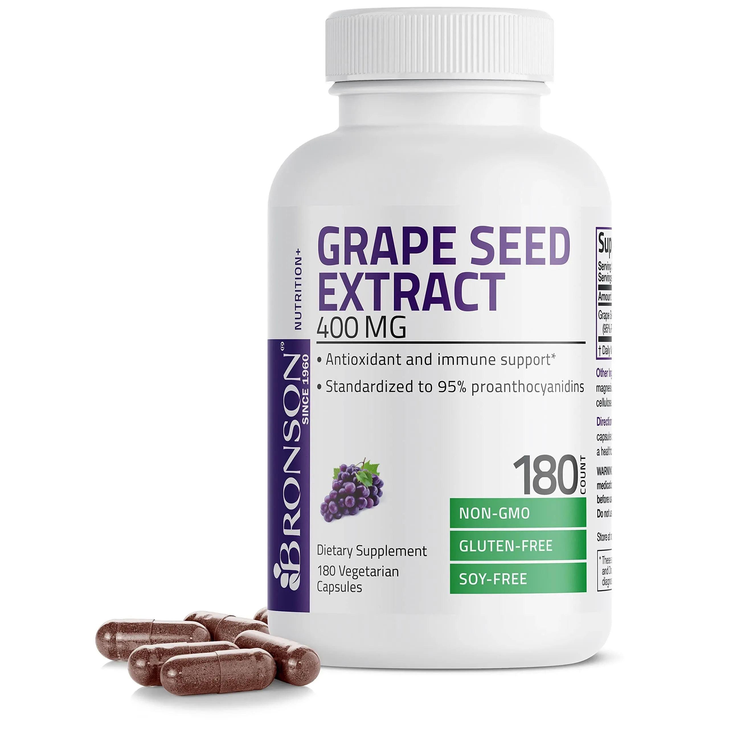 Bronson Grape Seed Extract 400 mg - Antioxidant & Immune Support - Standardized ...