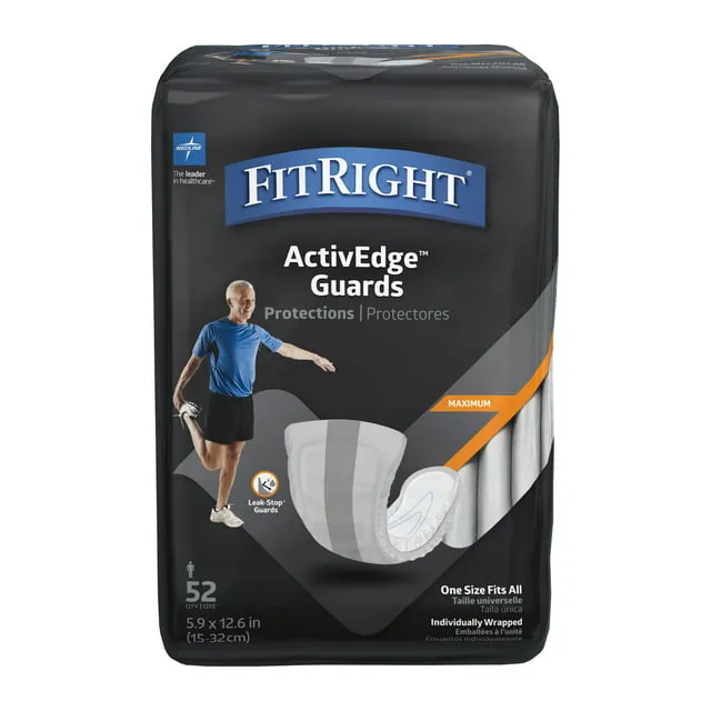 Medline FitRight Active male Guards - 52 Pack