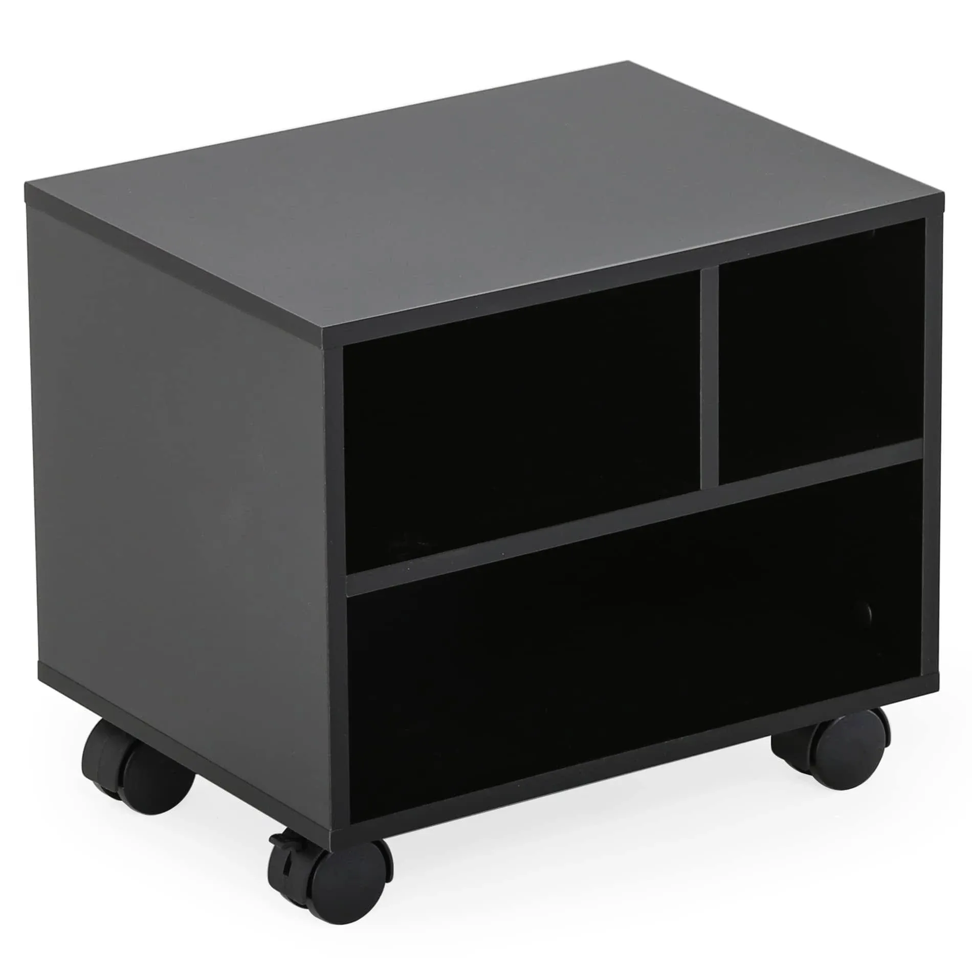 Multi-Purpose Mobile Printer Stand - Storage Cart - Easy Assembly - Black Wood