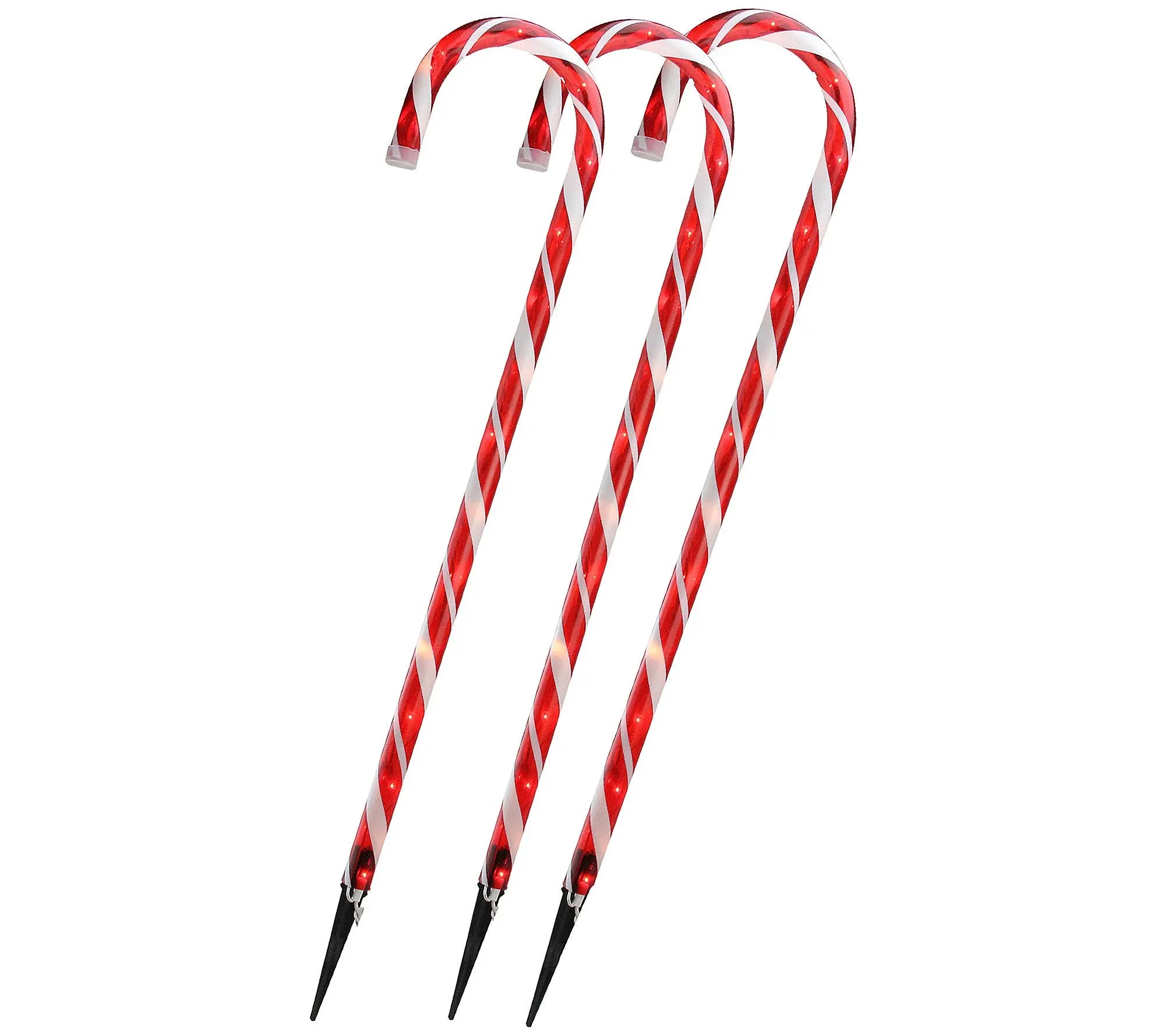 Northlight Set of 3 Lighted Candy Cane Christmas Outdoor Decorations 28"