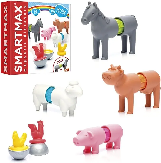 SmartMax My First Farm Animals STEM Magnetic Discovery Building Set with Soft Animals for Ages 1-5 