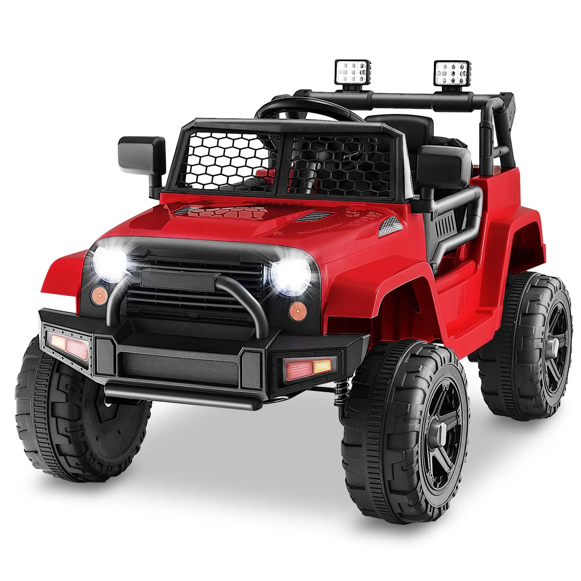 Costway 12V Kids Ride on Truck Car Electric Vehicle Remote w/ Music & Light - Red