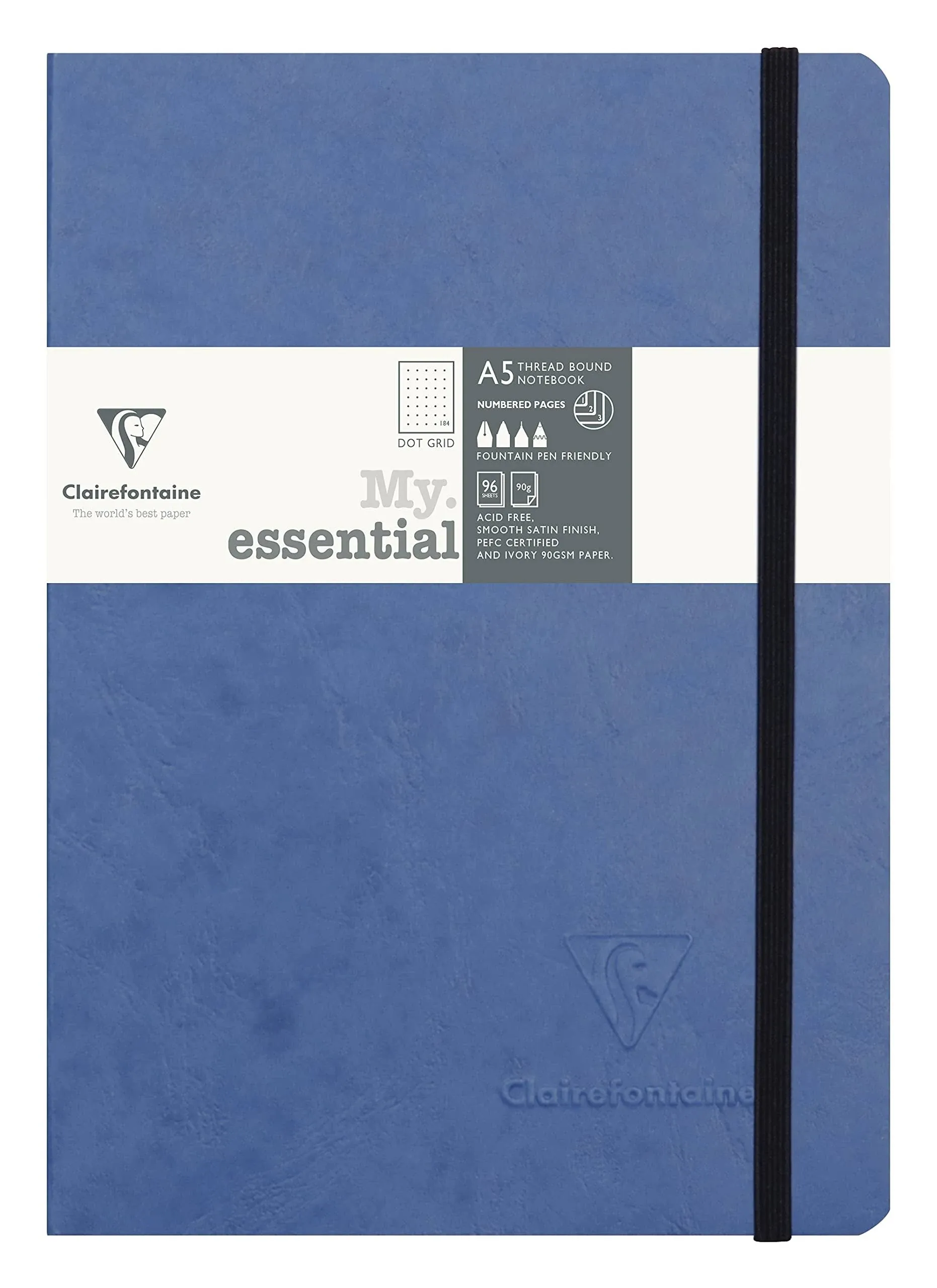 Clairefontaine #793434 My Essential Dotted A5 Notebook (6 x 8.25) - Blue