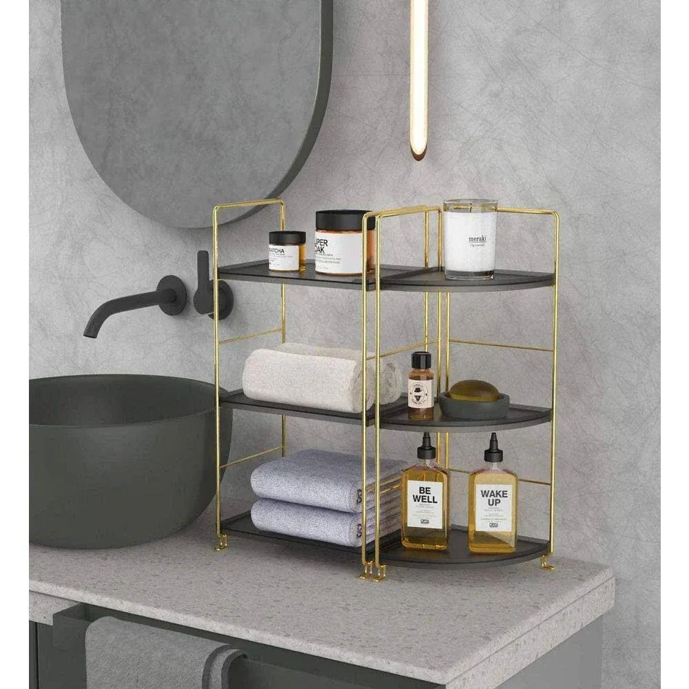 Unbranded Bathroom Countertop Organizer 17.7&#034; x 10.6&#034; Freestanding Gold/Black