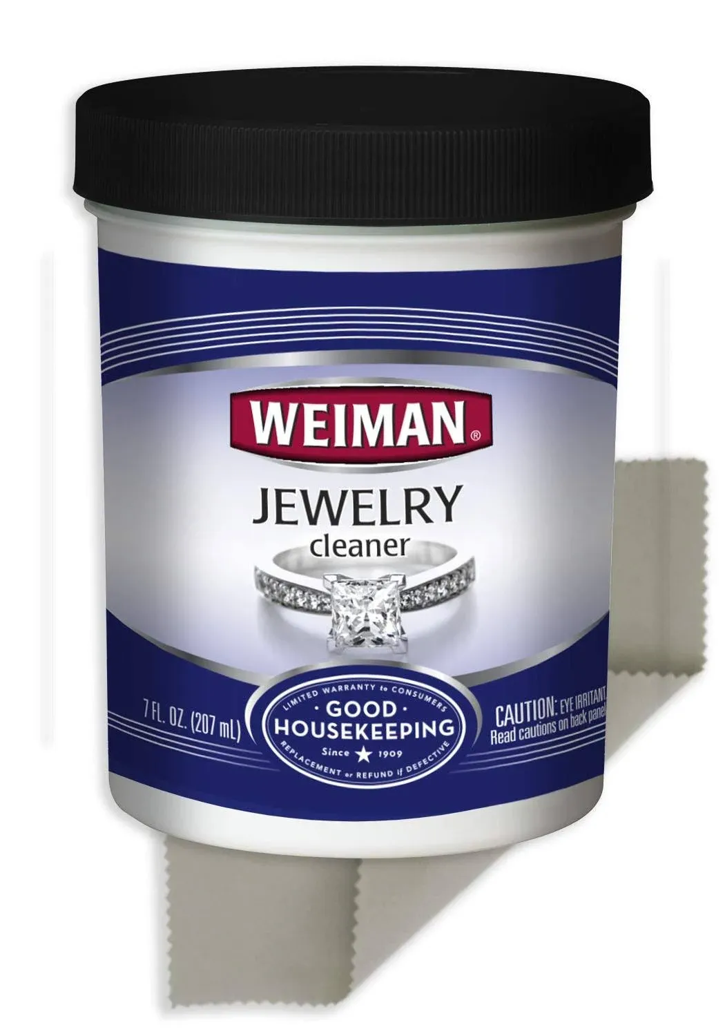 Weiman Jewelry Cleaner Liquid with Polishing Cloth Included – Restores Shine and Brilliance to Gold, Diamond, Platinum Jewelry and Precious Stones –