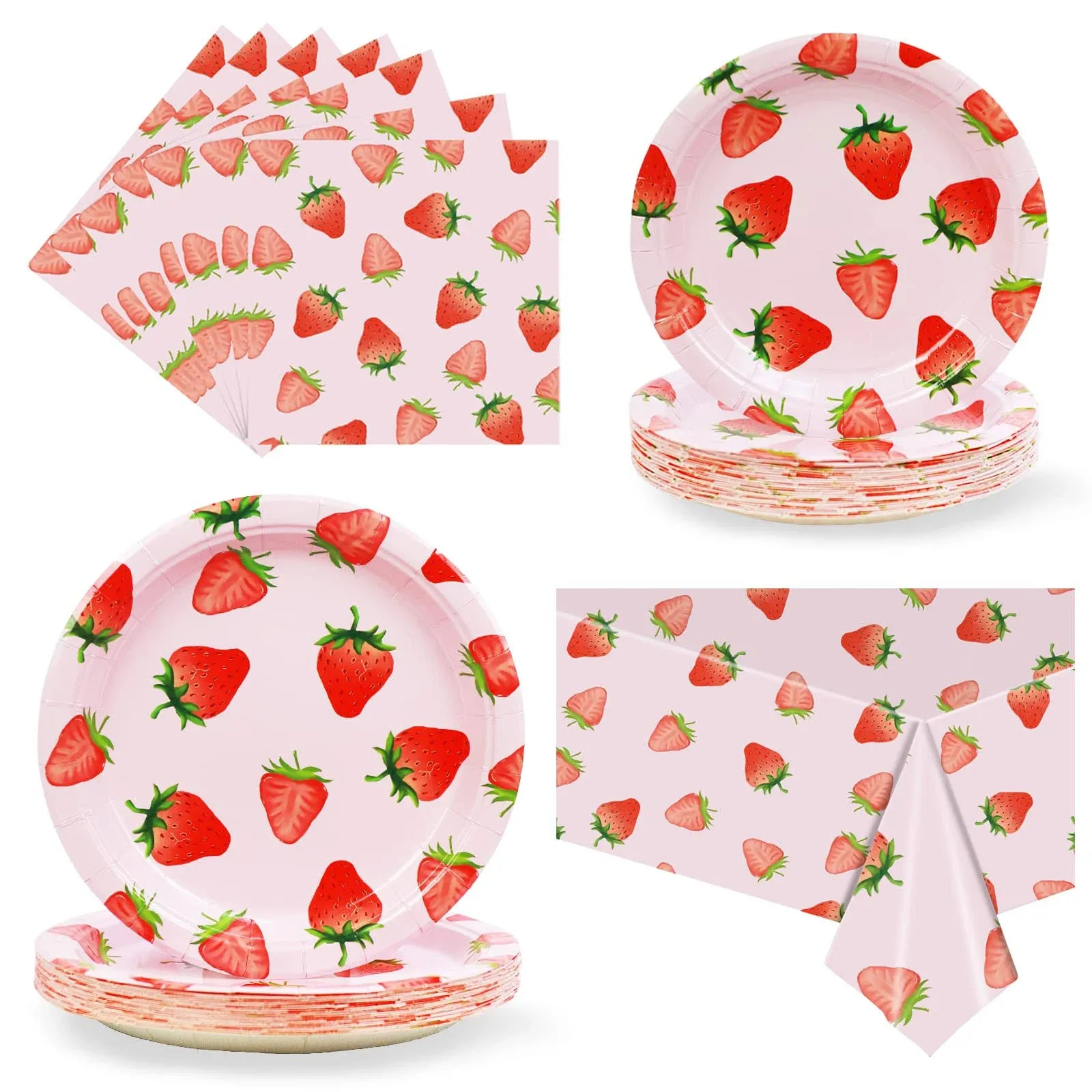 CENLBJ Strawberry Party Tableware Set,Strawberry Birthday Party Decoration,Summer ...