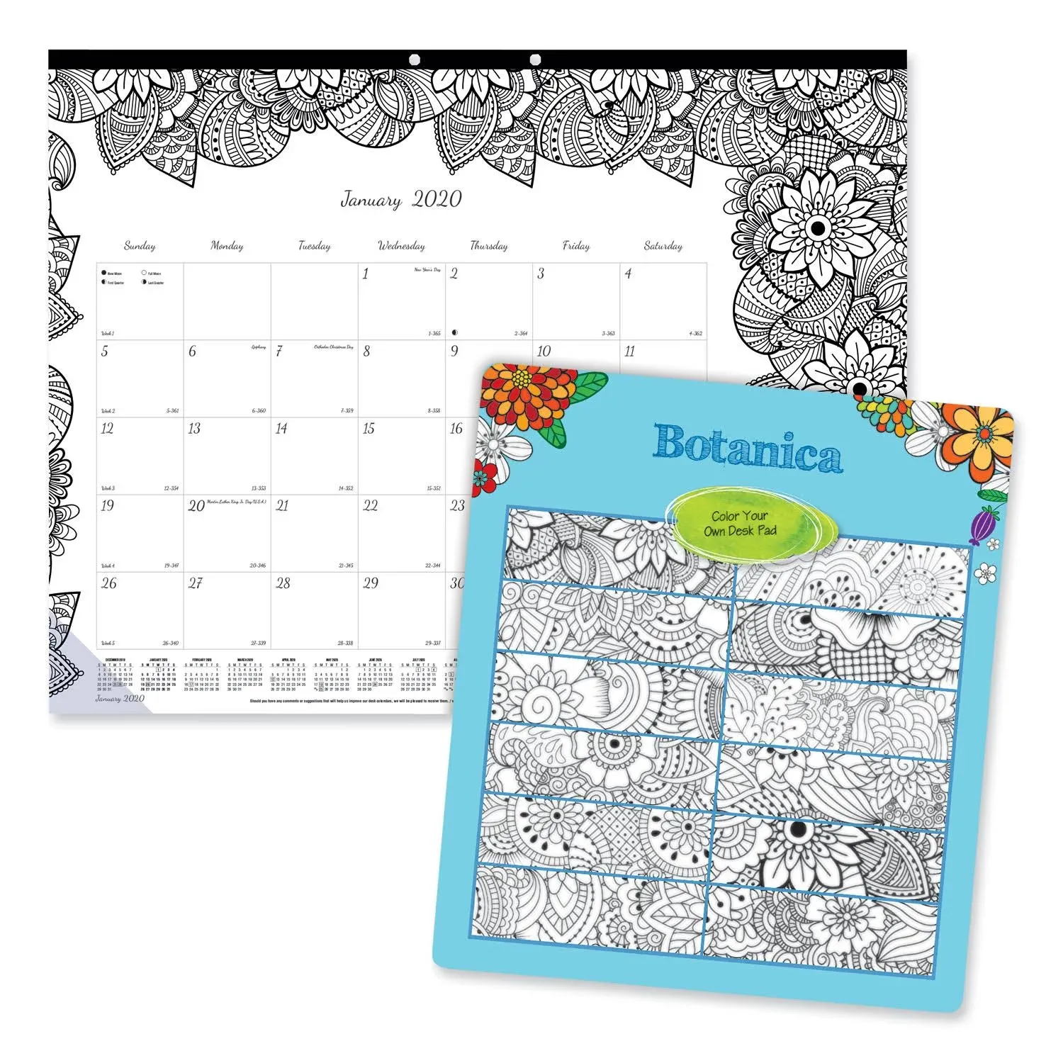 Blueline C2917311: Monthly Desk Pad Calendar, DoodlePlan Coloring Page