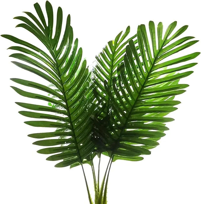 Slanc 5 Pack Palm Artificial Plants Leaf for Home Kitchen Party Flowers Arrangement Wedding Decorations,Faux Large Tropical Palm Leaves Imitation