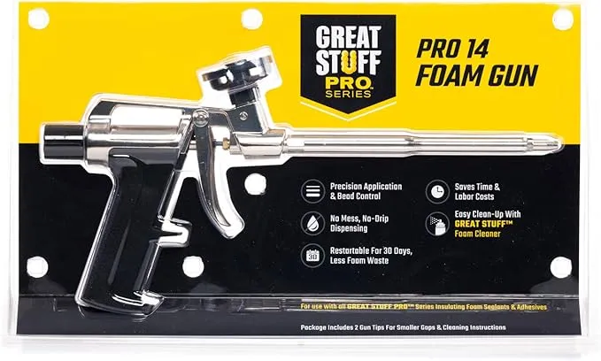 GREAT STUFF PRO 14 Foam Dispensing Gun 2.25-in Adjustable Flow Control Reusable Spray Foam Insulation Gun