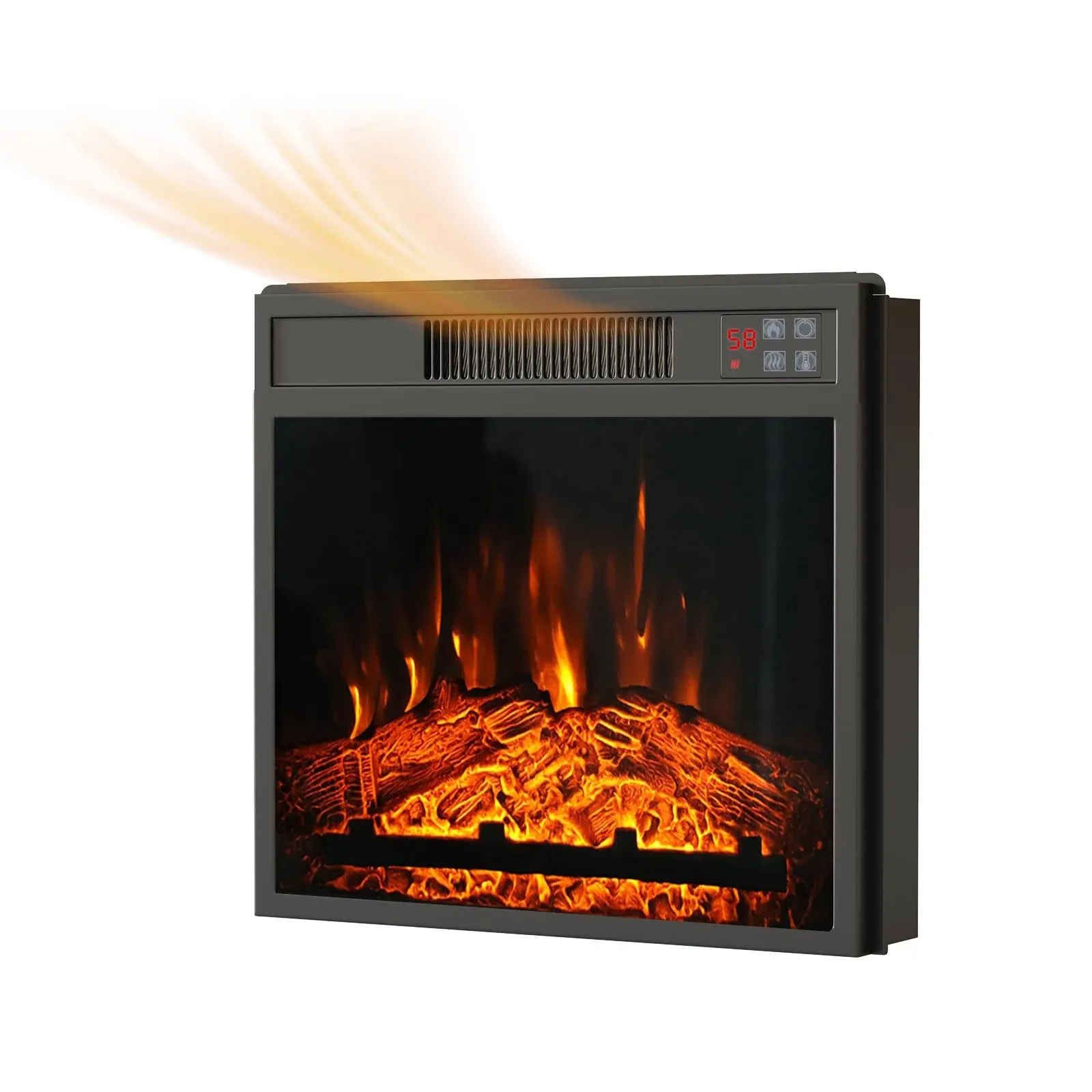 23" Electric Fireplace Insert, Recessed 1500W Fireplace Heater with Low Noise, Remote Control with Timer, Touch Screen, Adjustable Flame Brightness