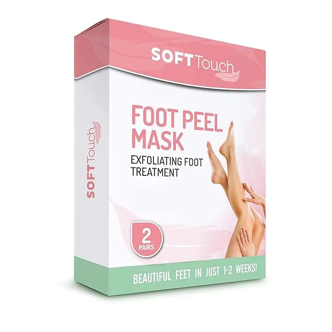 Soft Touch Foot Peel Mask - Pack of 2 Feet Peeling Masks for Dry, Cracked Heels & Calluses - Exfoliating Foot Mask Peel for Baby Soft Skin (Original)