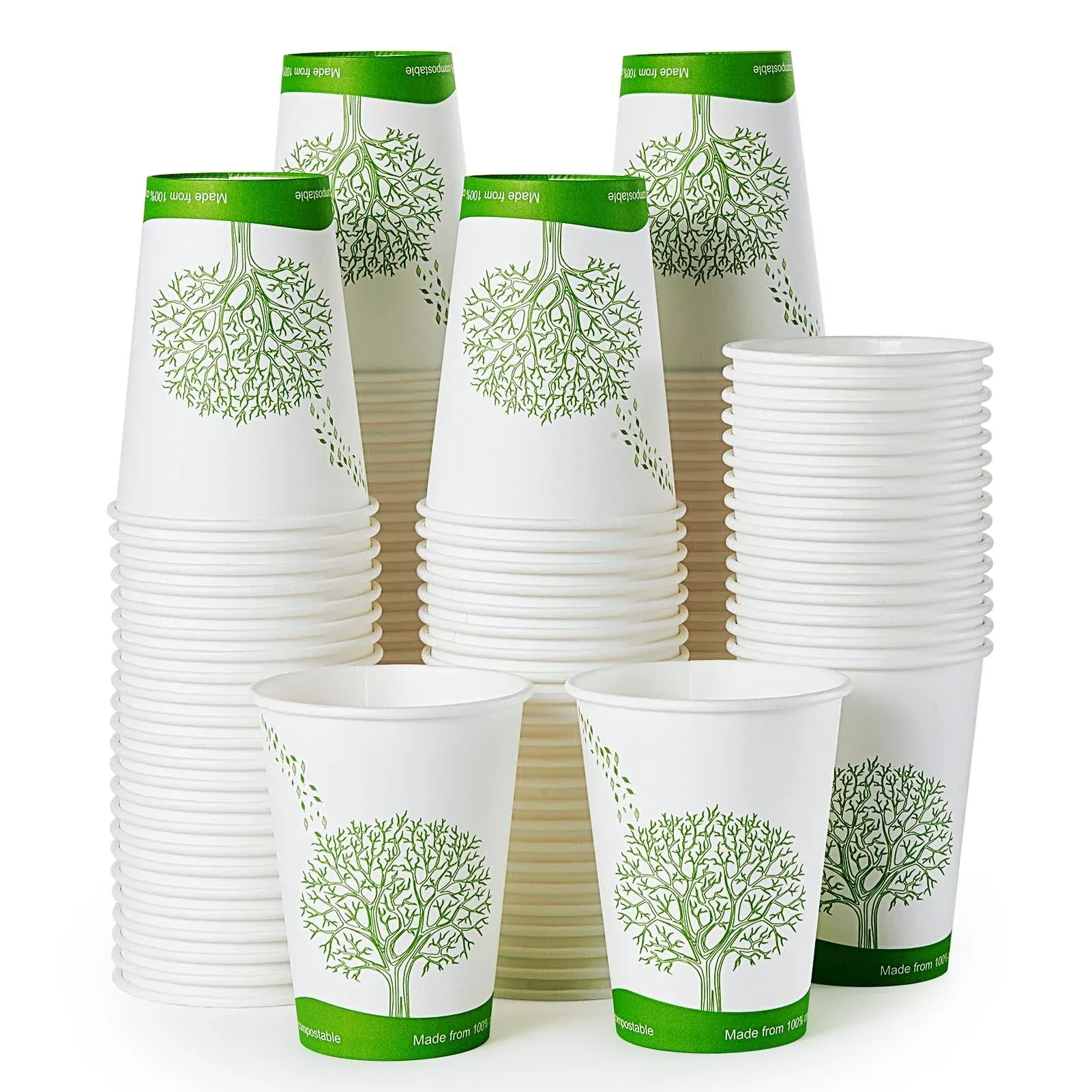 ECOLipak 240 Count 12 oz Compostable Paper Cups, Biodegradable Disposable Paper Coffee Cups with PLA Lined, Eco-Friendly Hot Drinking Cups for Party