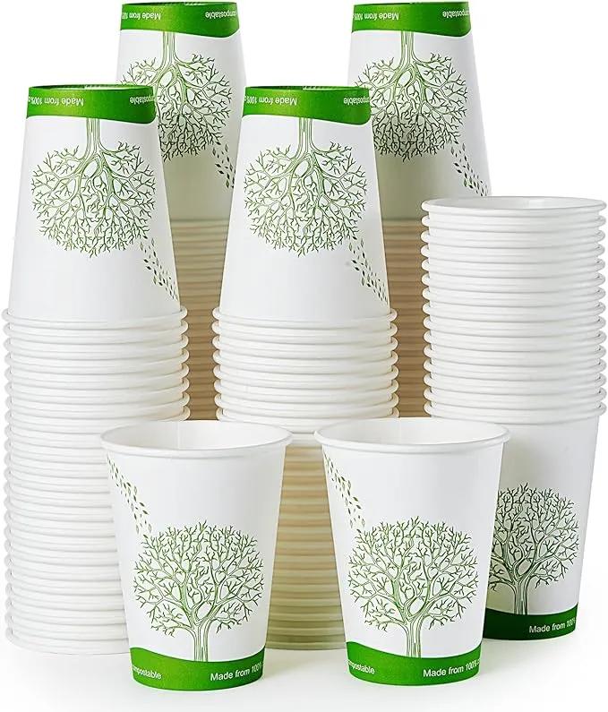 ECOLipak 240 Count 12 oz Compostable Paper Cups, Biodegradable Disposable Paper Coffee Cups with PLA Lined, Eco-Friendly Hot Drinking Cups for Party