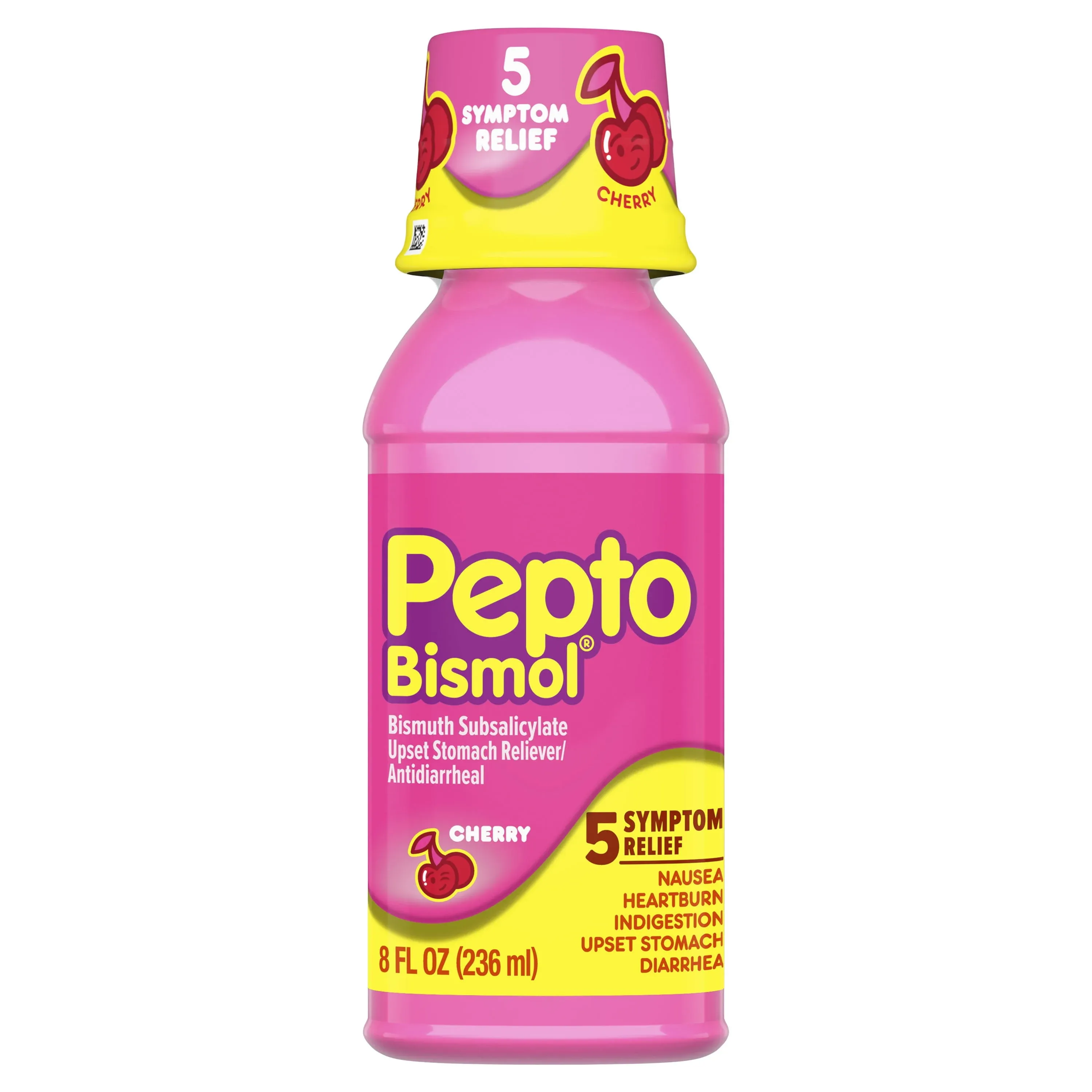 Multi-Symptom Pepto Bismol Liquid for Nausea, Heartburn, Indigestion, Upset Stomach, and Diarrhea Relief, Cherry Flavor 8 oz