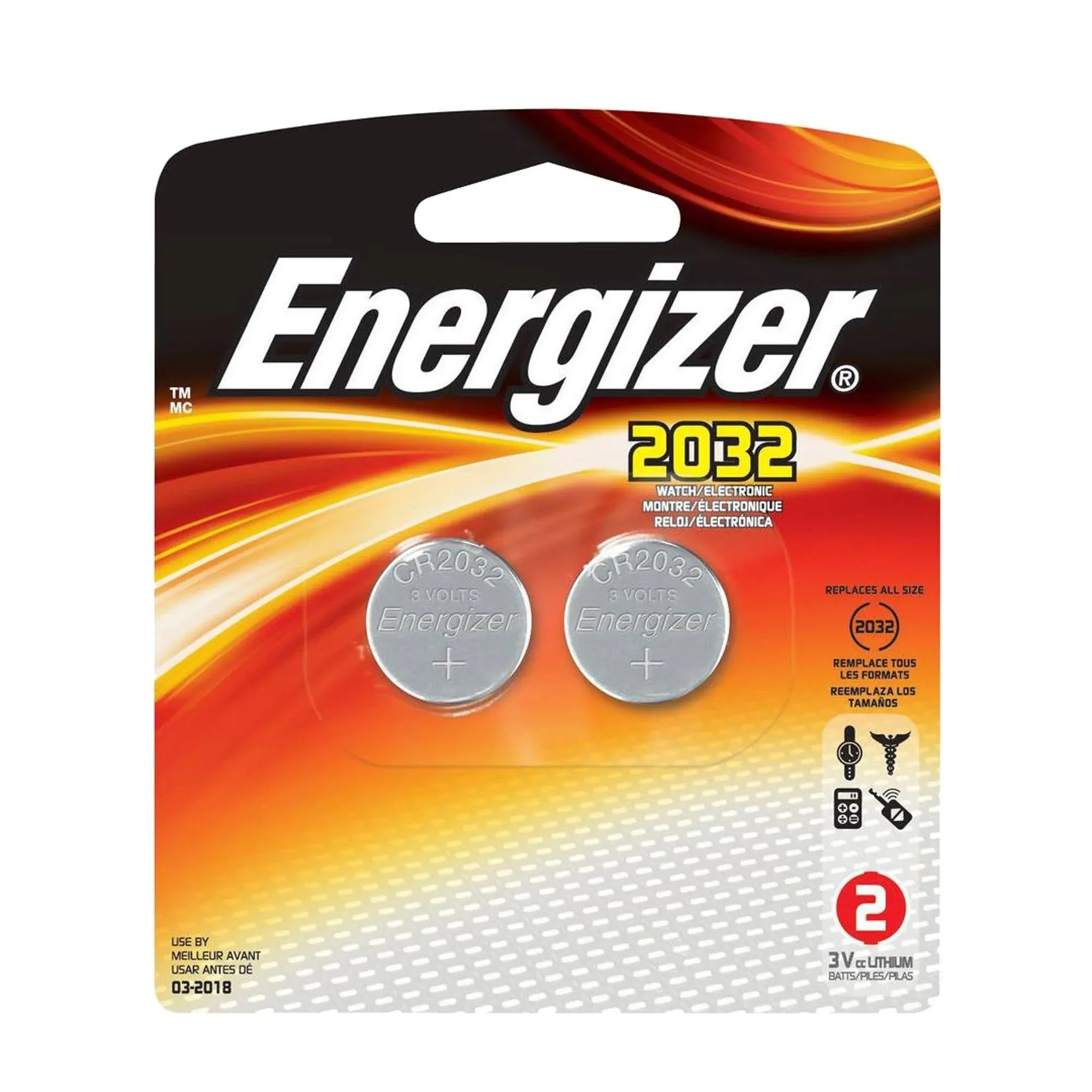 Energizer - 2032 Batteries (2 Pack), 3V Lithium Coin Batteries