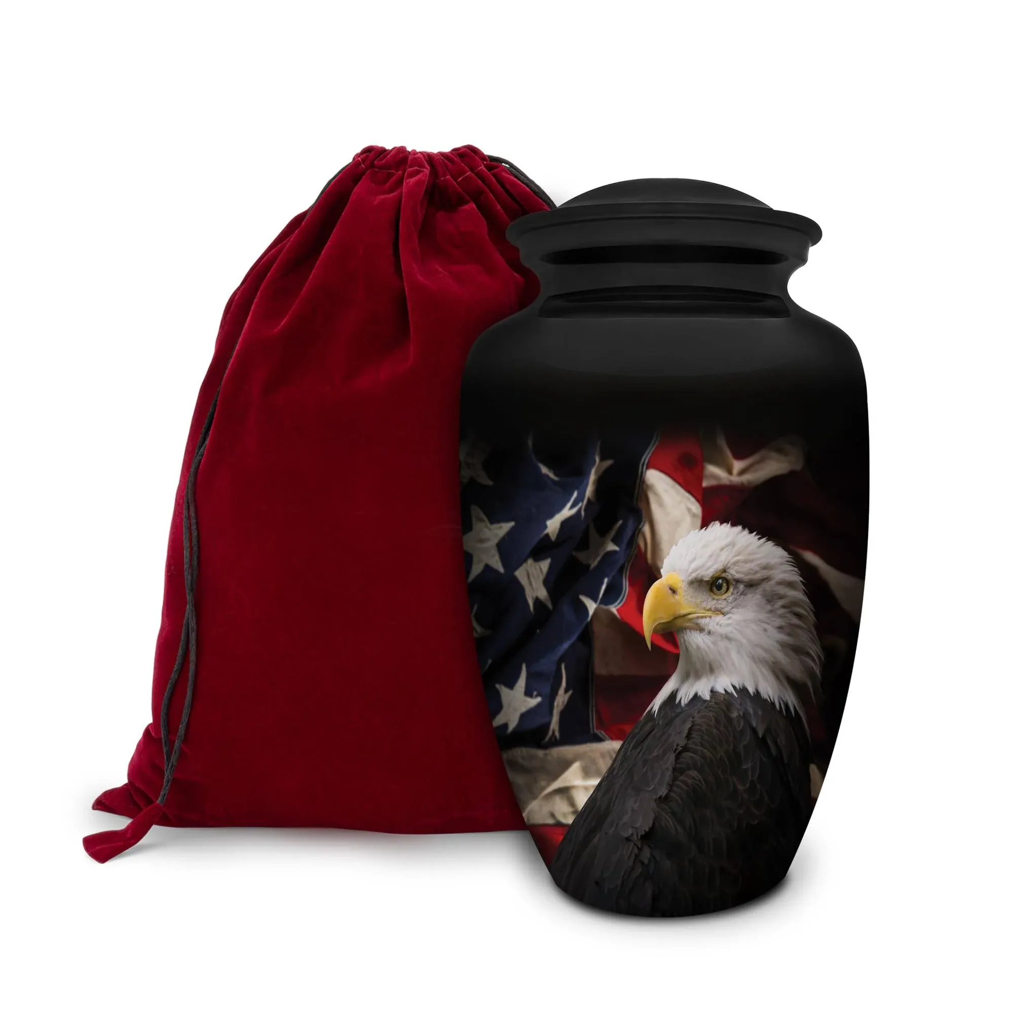 Honorary Memorials Patriotic Hearts Eagle Urn for Human Ashes | American Blue 