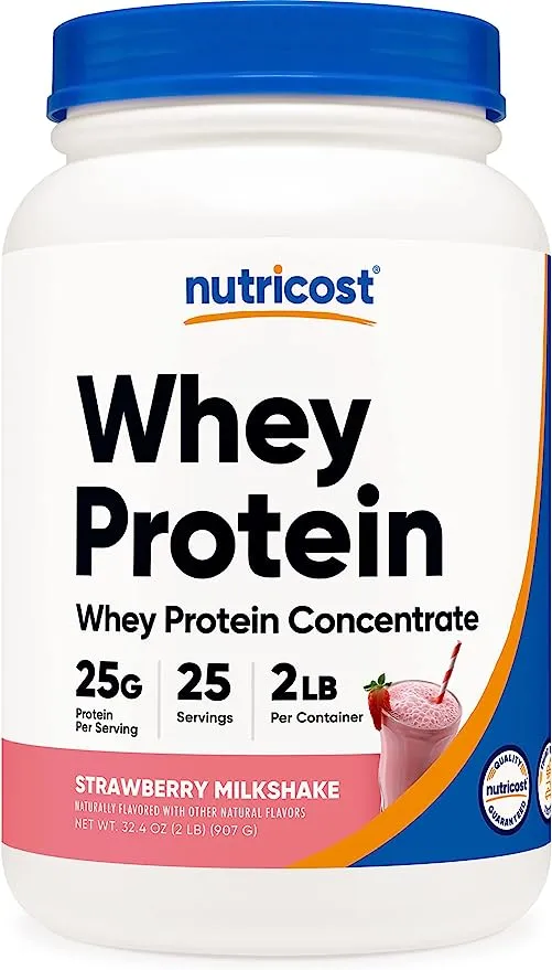 Nutricost Whey Protein Concentrate Powder Strawberry Milkshake / 2 lbs