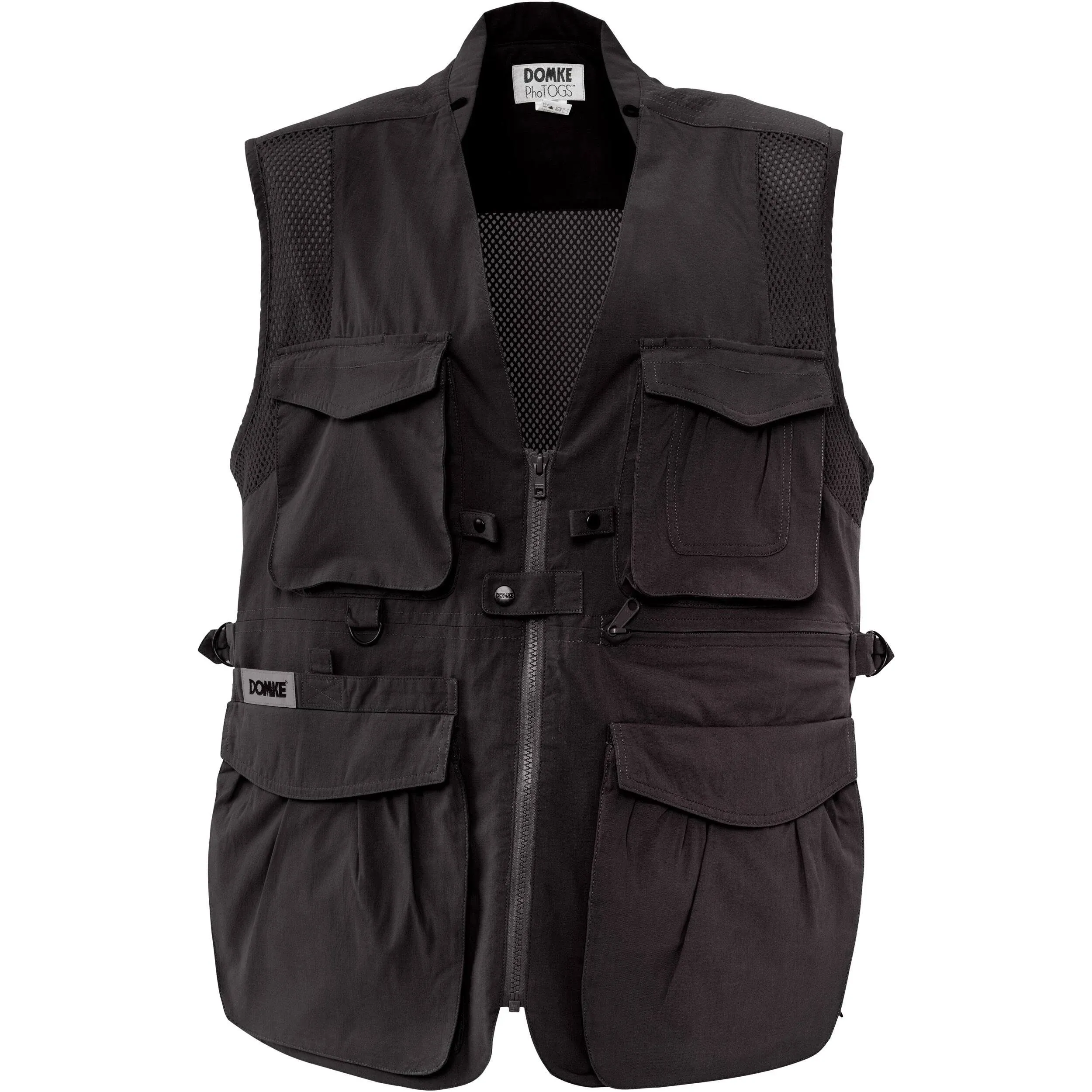 DOMKE PhoTOGS Vest with 100 Percent Cotton, 12 Pockets and Padded Collar (Black, Large Size)