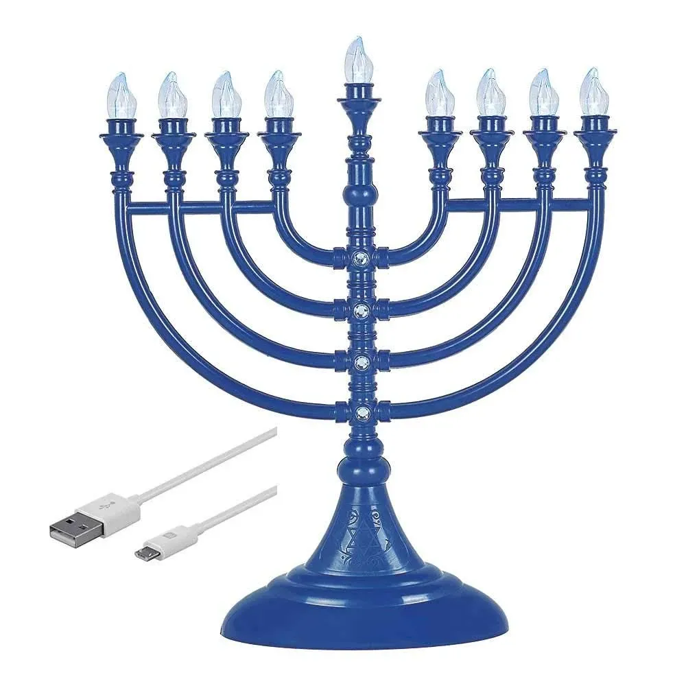 Traditional Hanukkah Electric Menorah Battery Or Usb Powered Chanukiah Micro Usb