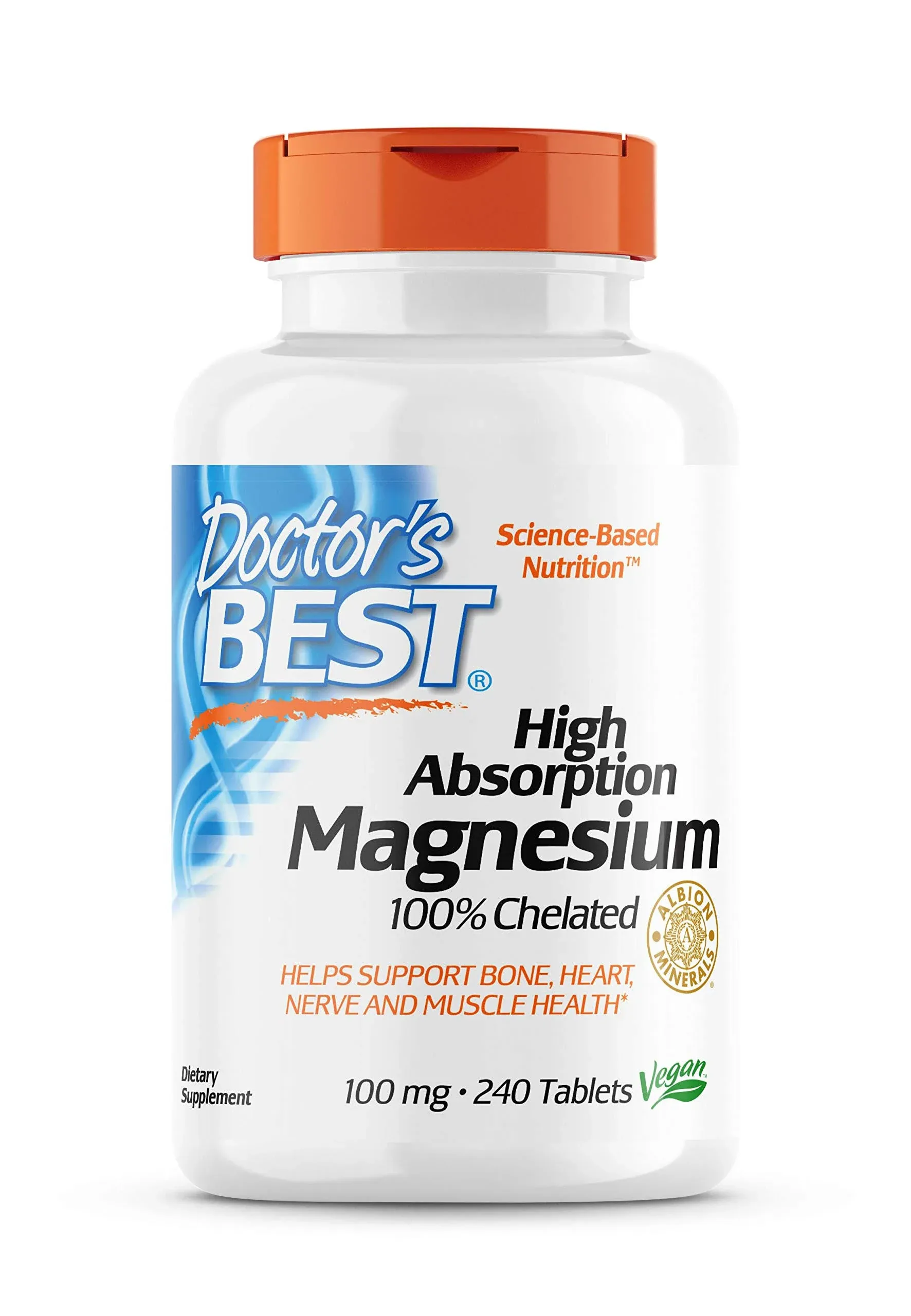 Comprimés de magnésium à haute absorption de Doctor's Best, 100 mg, 240 unités