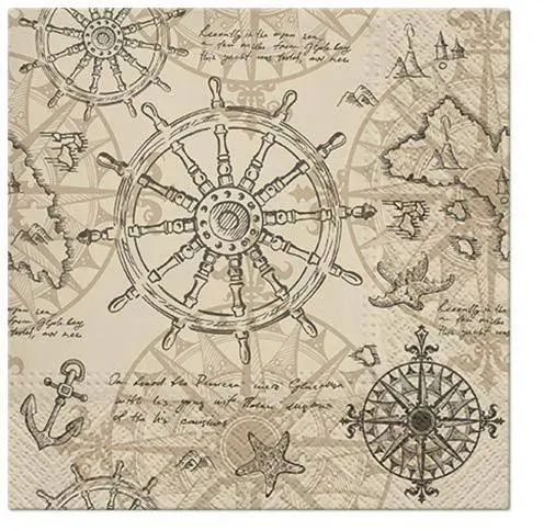 Vintage Nautical Map - Decorative Nautical Lunch Paper Napkins 100pcs - Perfect ...