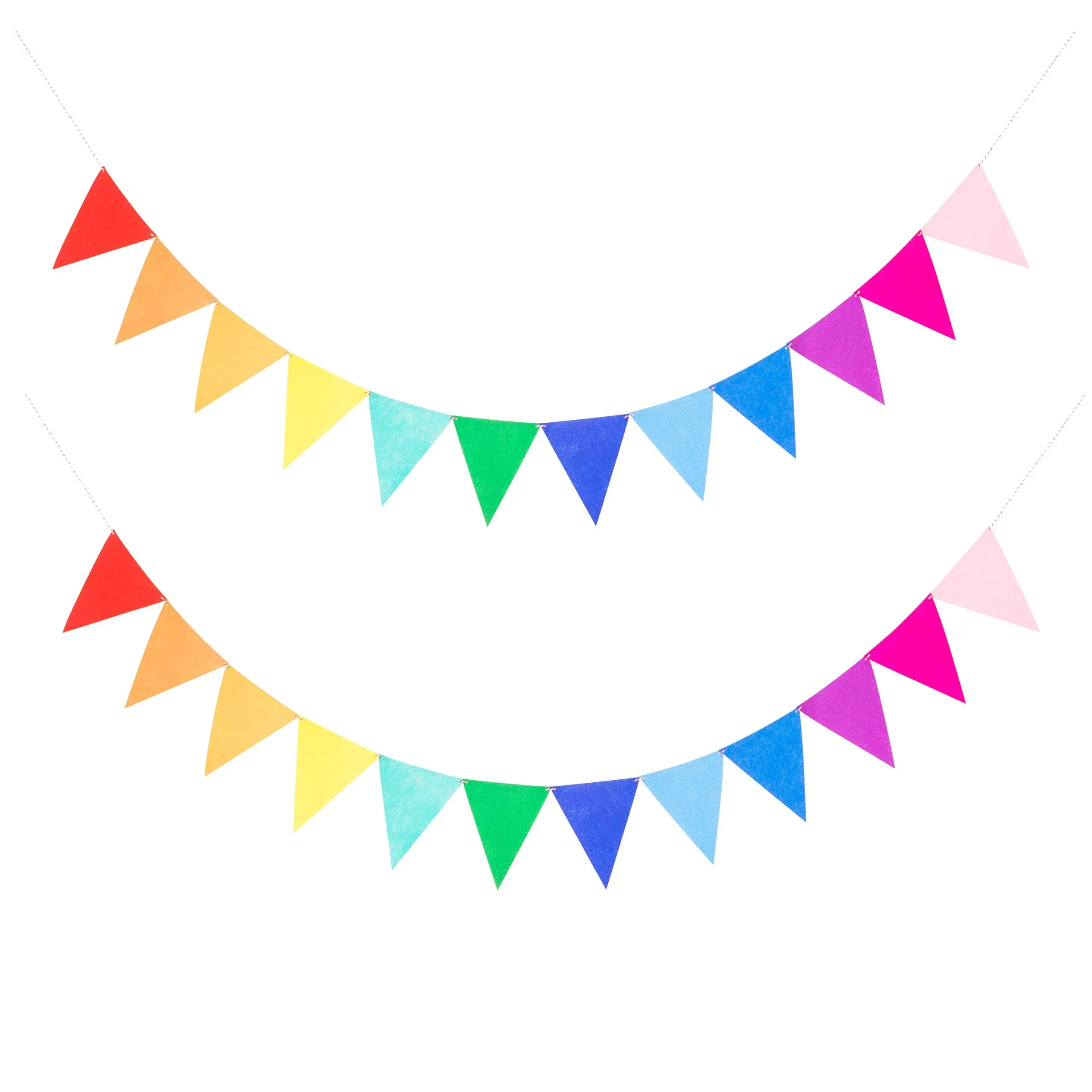 2 Assembled Rainbow Banners Felt Bunting Multicolor for Colorful Birthday Par...