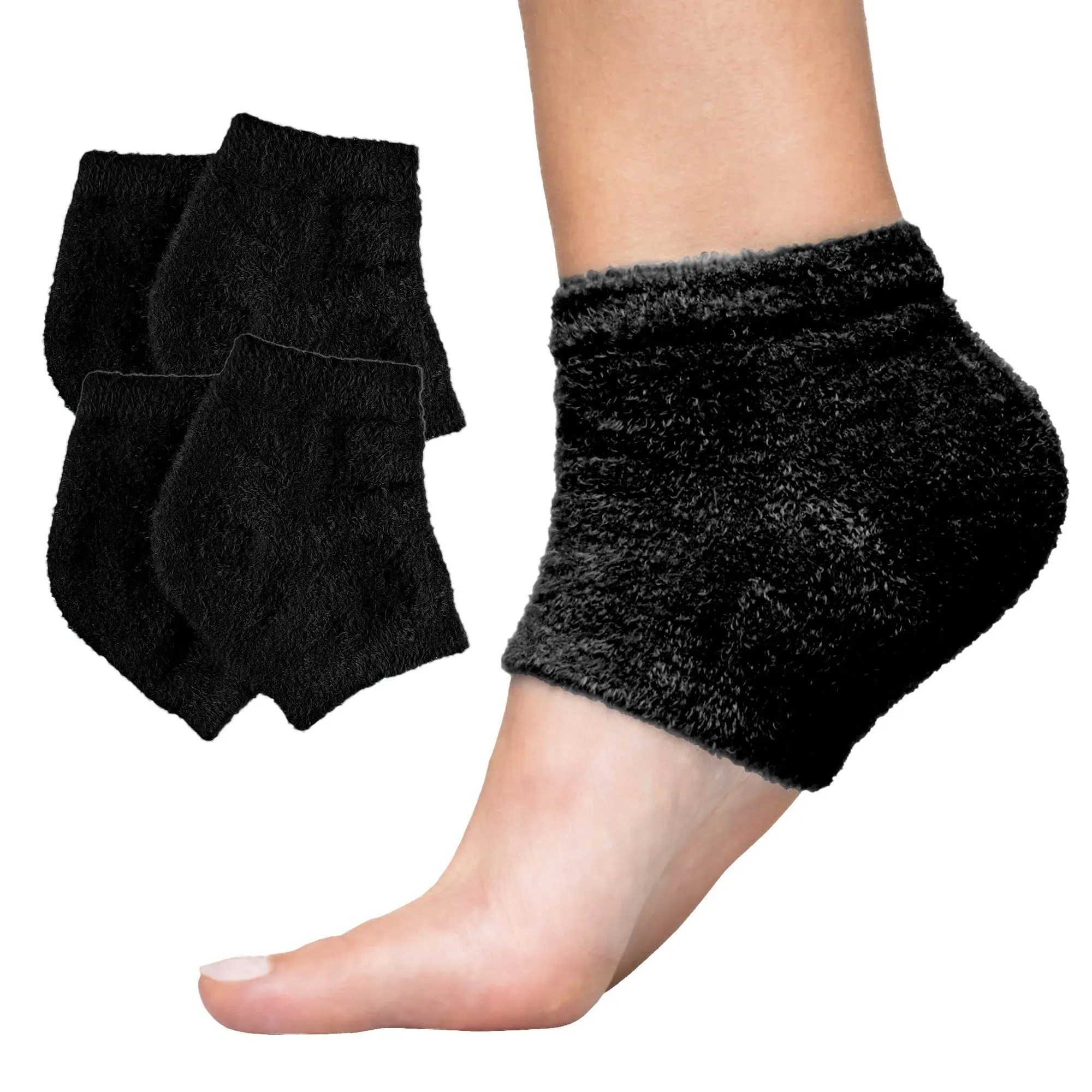 ZenToes Moisturizing Fuzzy Sleep Socks with Vitamin E, Olive Oil and Jojoba Seed Oil to Soften and Hydrate Dry Cracked Heels (Regular, Black)