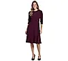 Plus Size 3/4-Sleeve Tab-Waist Fit & Flare Dress