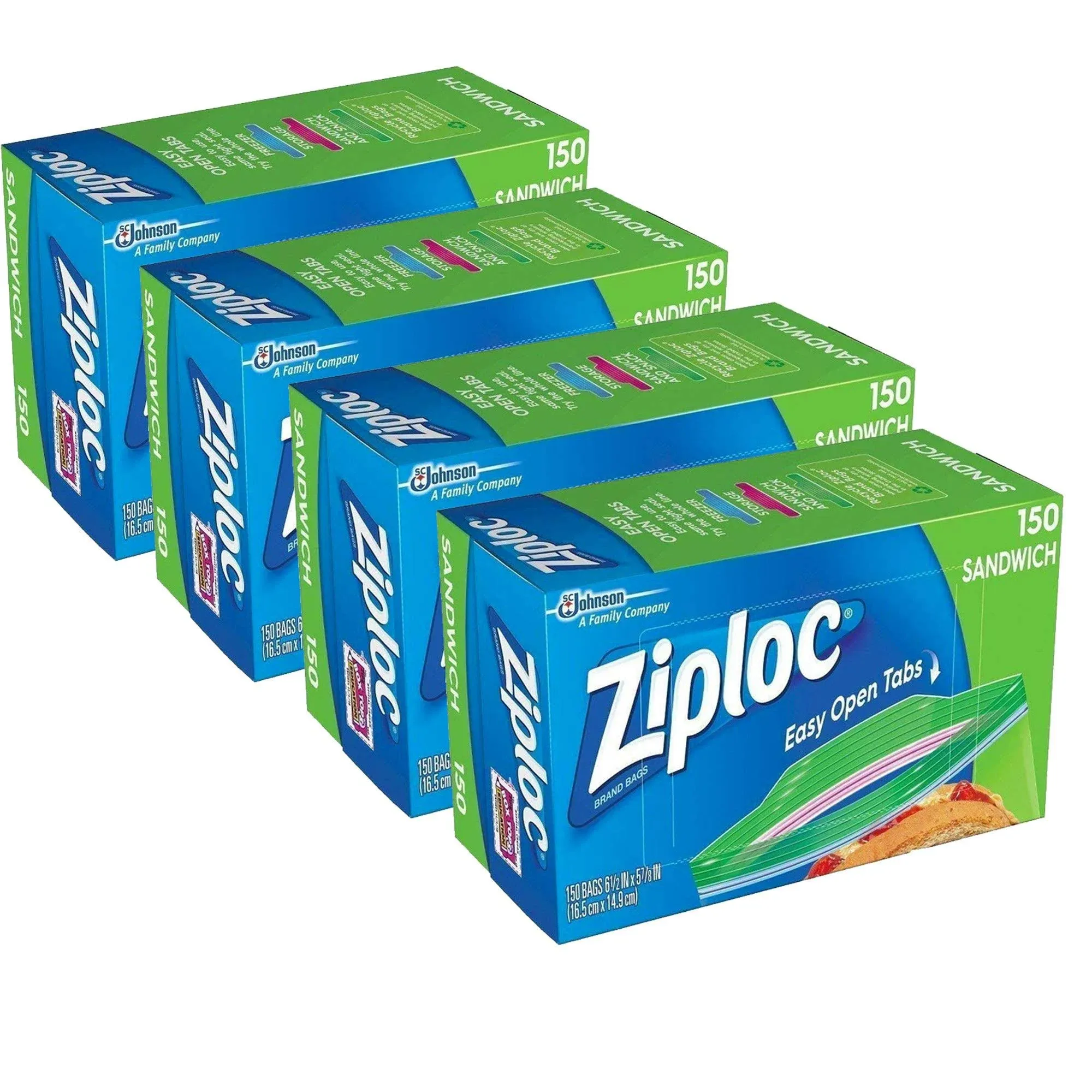 Ziploc Sandwich Bags (150 bags x 4 = 600 bags)