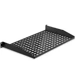 Pyle 19-Inch 1U Server, Vented Shelves for Good Air Circulation Cantilever Wall Rack, Universal Device, Cabinet Shelf, Computer Case Mounting Tray, Black (PLRSTN14U)