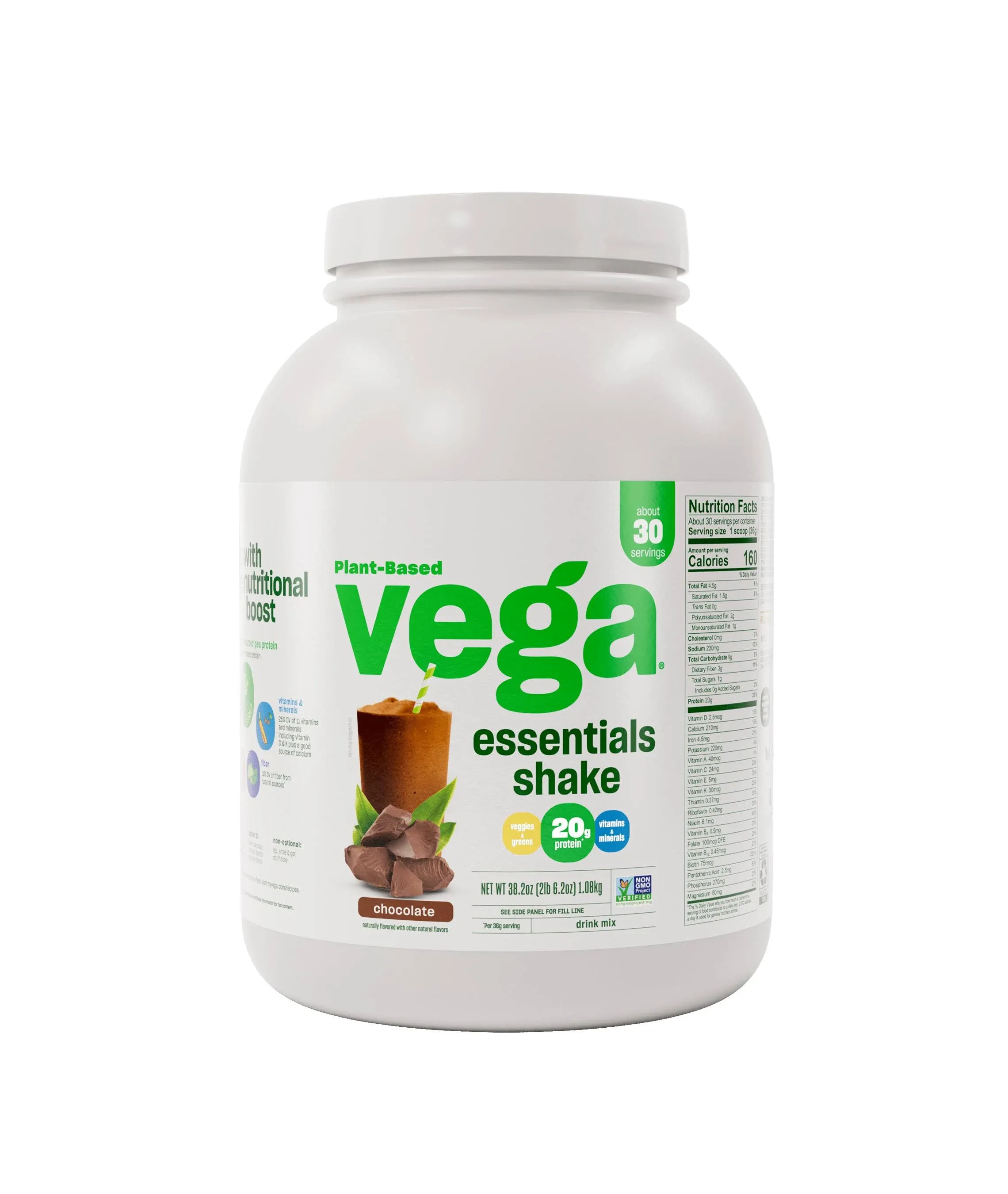 Vega Essentials Plant Based Protein Powder, Chocolate Vegan, Superfood, Vitamins, Antioxidants, Keto, Low Carb, Dairy