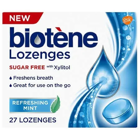 Biotene Dry Mouth Lozenges for Fresh Breath, Refreshing Mint, 27 Count