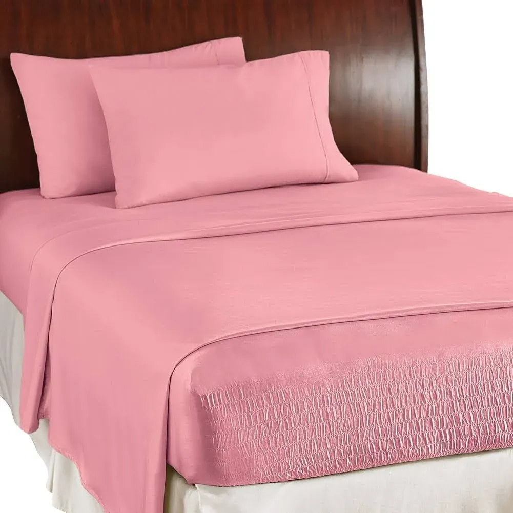 Collections Etc Bed TITE Soft Microfiber Sheet Set Queen Rose