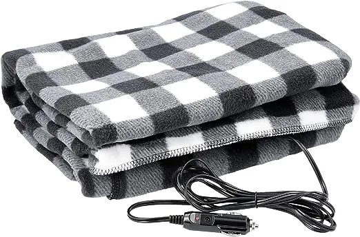 12V Electric Heated Blanket For Car Suv Rv 59X43 Fleece Warming Travel Throw