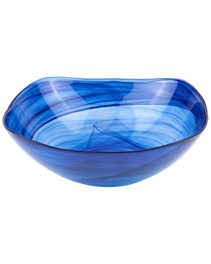 Blue Alabaster Glass Serving Bowl