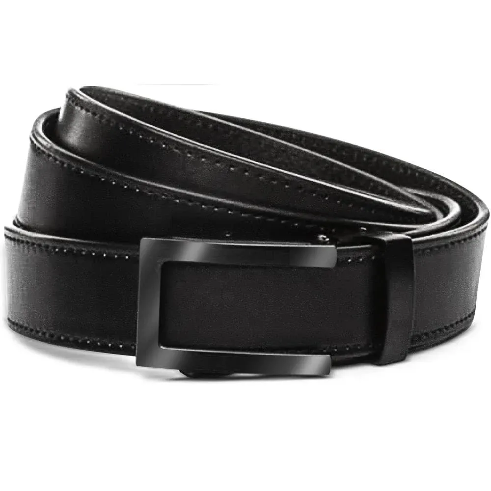 Handcrafted Mens Ratchet Dress Belt Customizable Fit, Matte Black