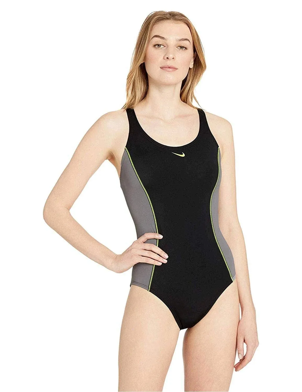 NIKE SWIM LADIES&#x27; SPLICED POWERBACK COLORBLOCK ONE-PIECE SWIMSUIT LARGE …