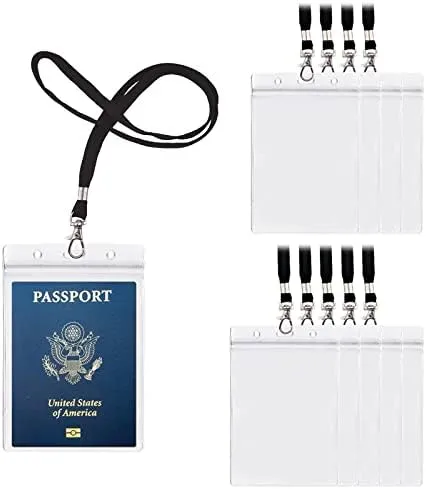 4x6inch Extra Large Passport Holders ID Badge PVC Card Holder with Lanyards Fill ...