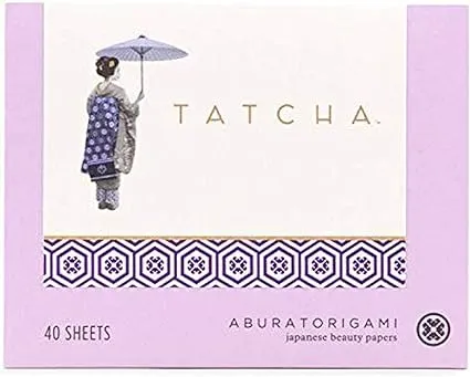 Tatcha Aburatorigami Blotting Papers: 100% Natural Abaca Leaf & Gold Flakes Absorb Excess Oil (40 Pack)