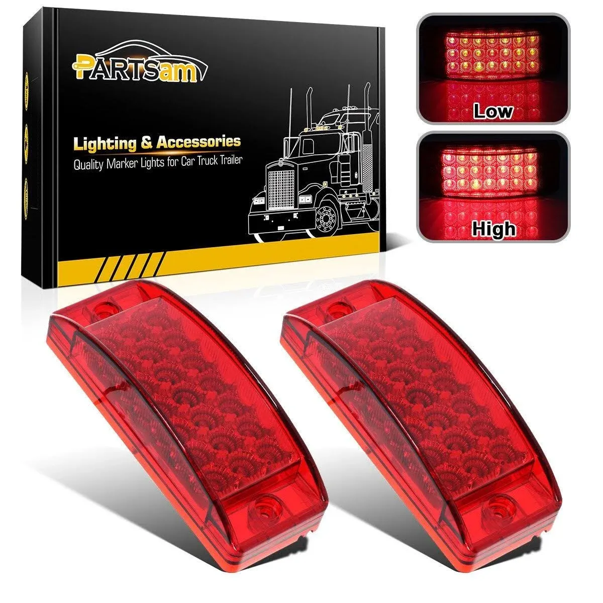 Partsam 6" LED Rectangle Side Marker Trailer Light