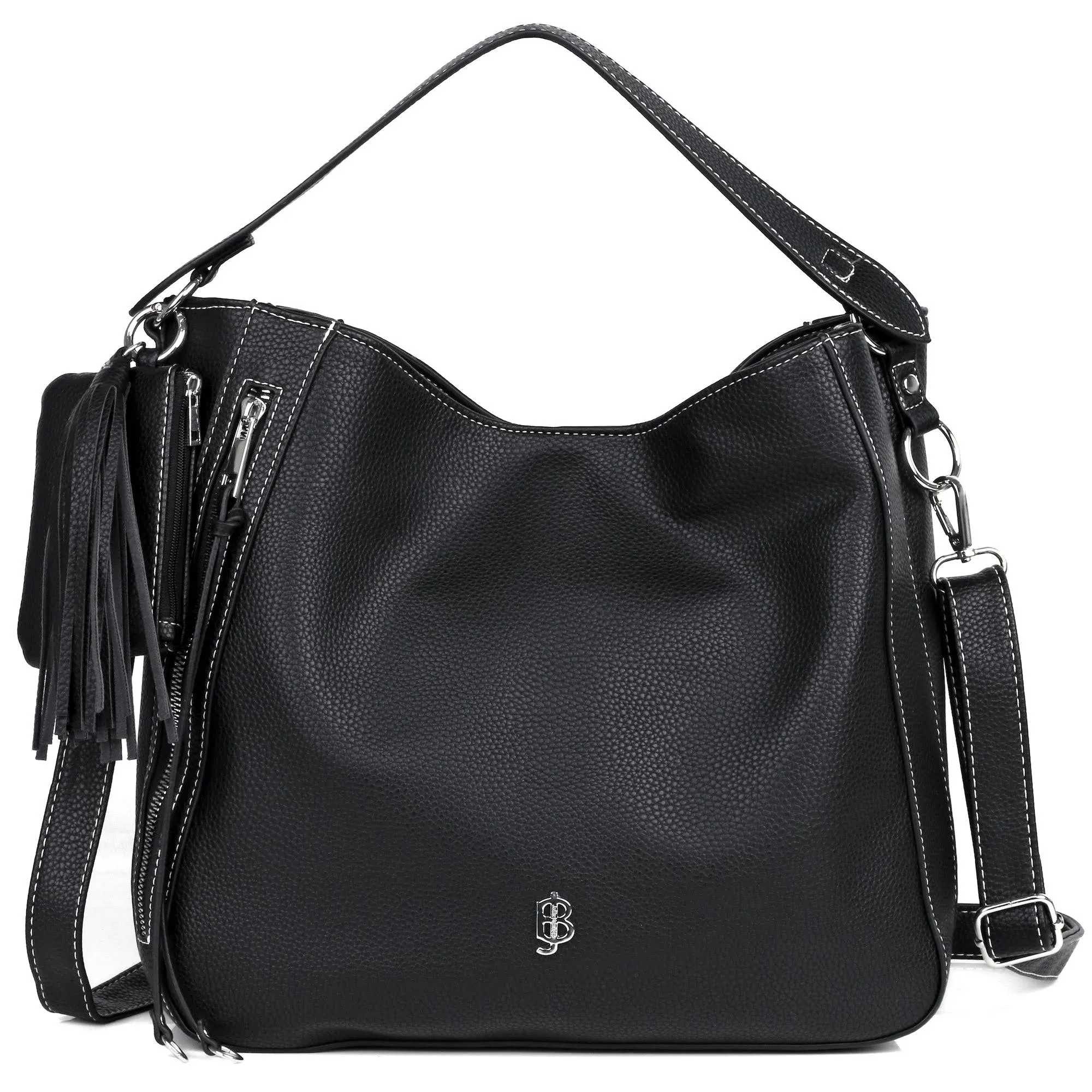 Julia Buxton Pebble Vegan Leather Hobo, Black