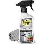 Cerama Bryte High Strength Protective Stainless Steel Appliance Cleaner & Polish Spray with Mineral Oil - 16 oz, Includes Large Microfiber Cloth