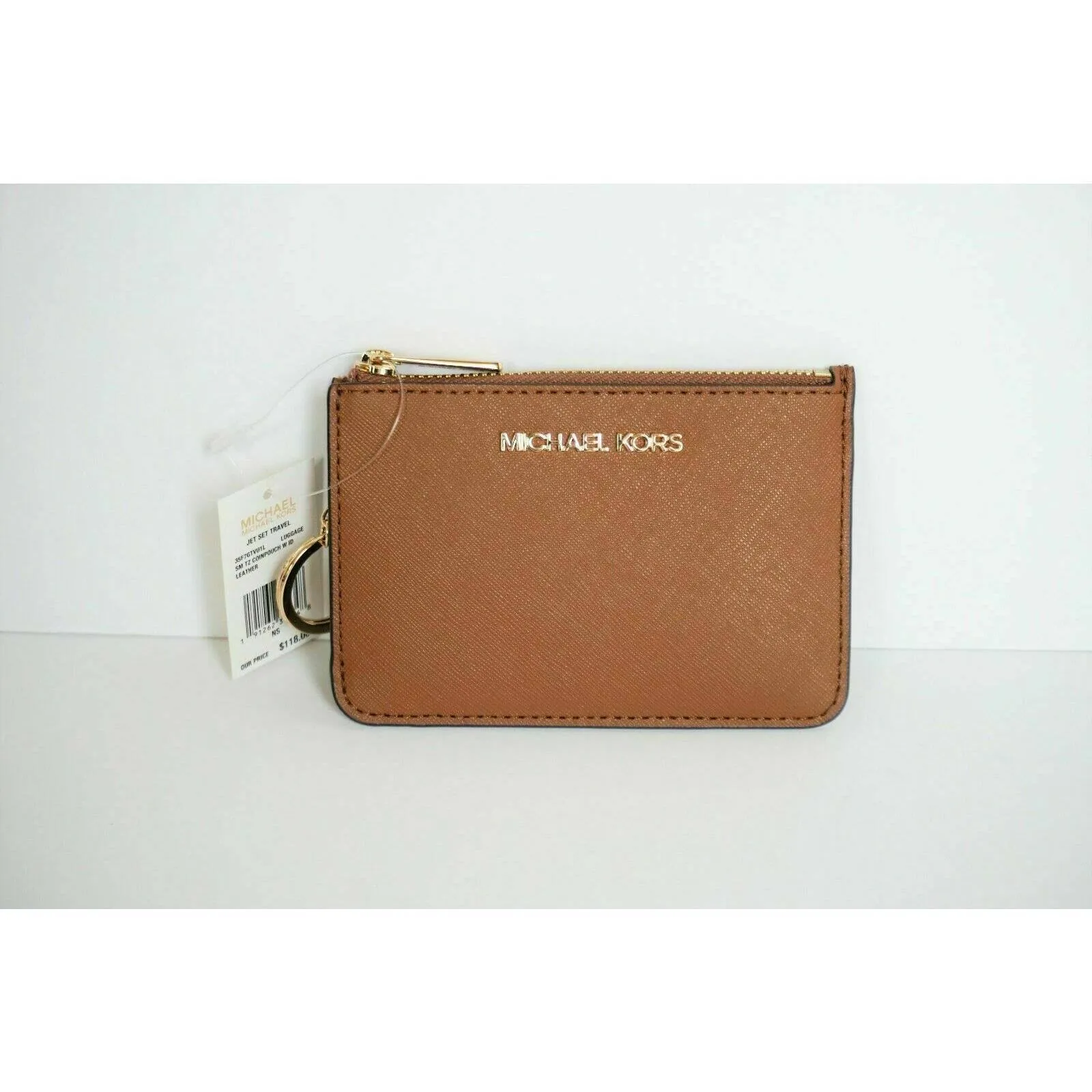 Michael Kors Jet Set Travel Coinpouch ID Holder Leather Wallet Brown