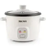 Aroma Housewares 4-Cups Cooked 1qt. Rice Grain Cooker ARC-302NG, White