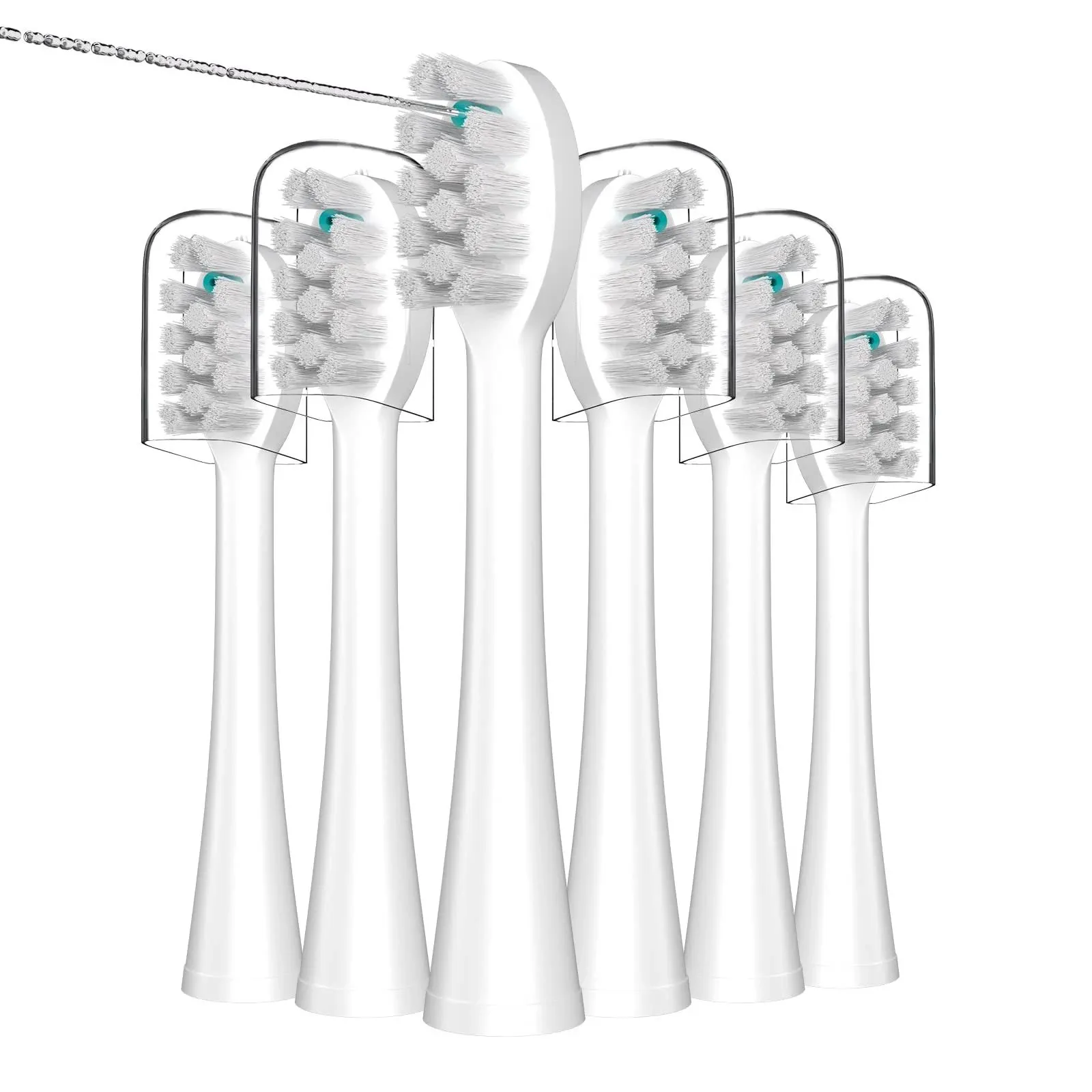 Replacement Flossing Toothbrush Heads with Covers for waterpik Sonic Fusion SF01/SF02 and Sonic Fusion 2.0 SF03/SF04,6 Count