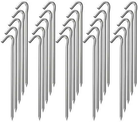 9 Inch Galvanized Tent Stakes Metal Tent Pegs, Heavy Duty Steel Yard Camping Sta