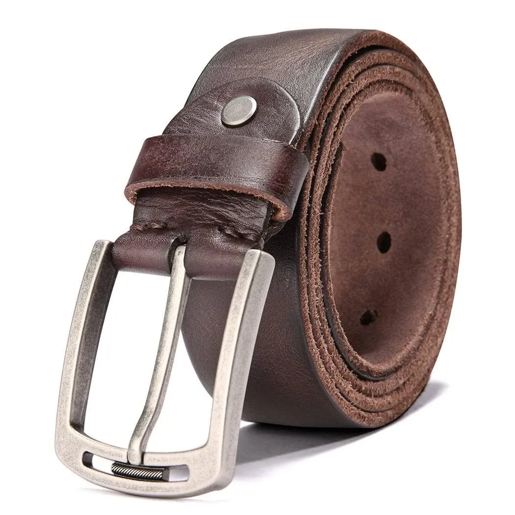 KEECOW Men&#039;s Leather Belt with Anti-Scratch Buckle,Packed in a Box(1001-brown<wbr/>...