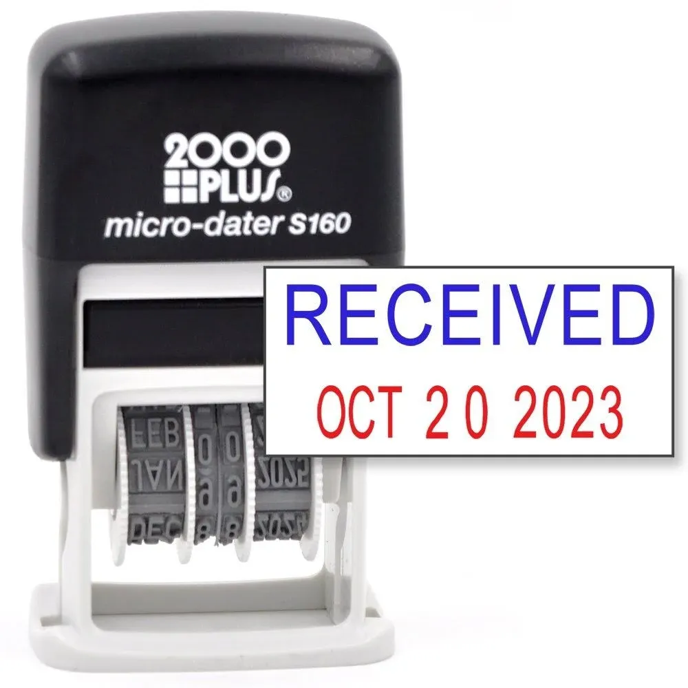 Cosco 2000 Plus Self-Inking Rubber Date Office Stamp with Received Phrase Blue ...