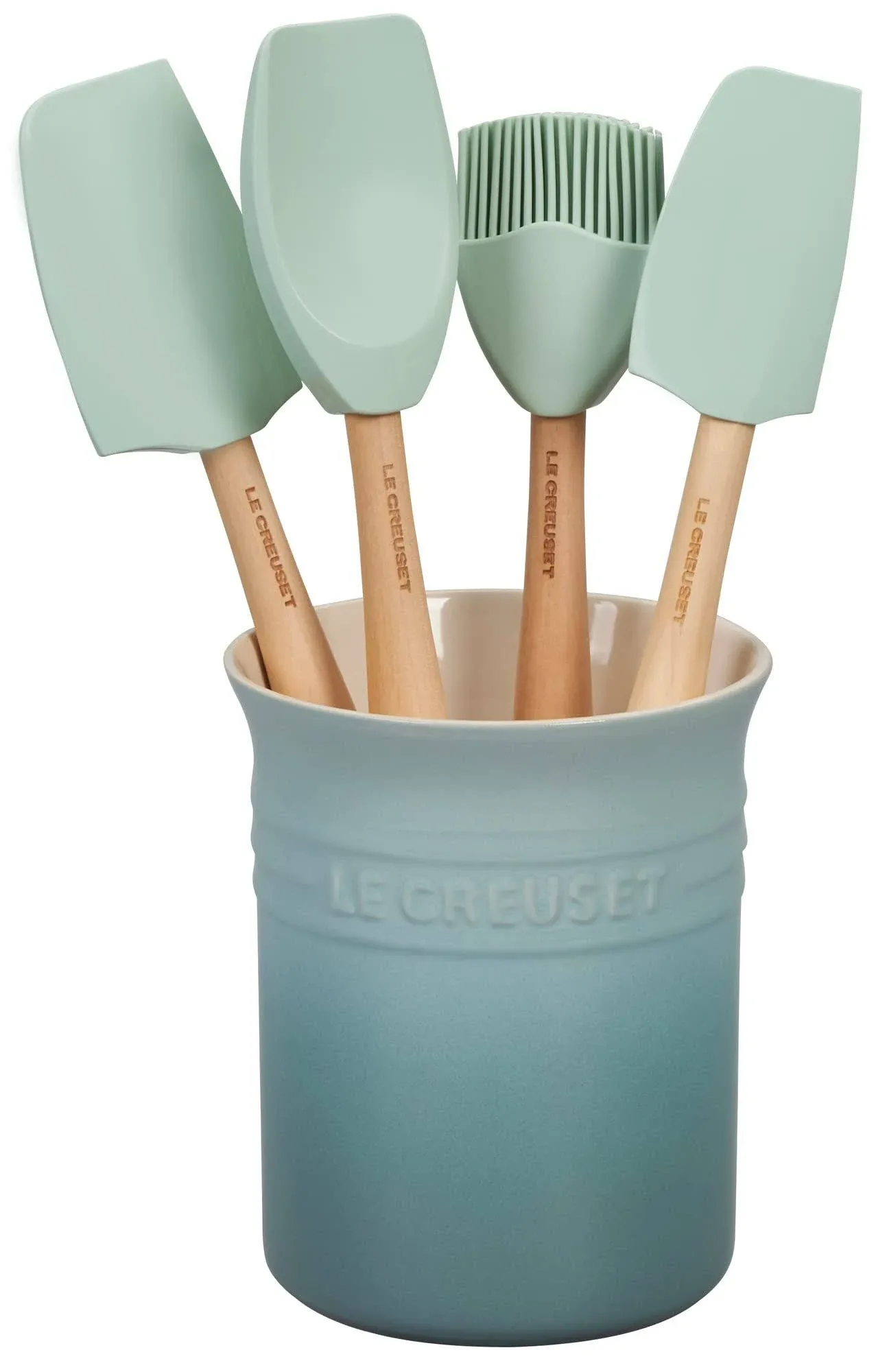 Le Creuset 5-Piece Craft Series Utensil Set with Crock | Sea Salt